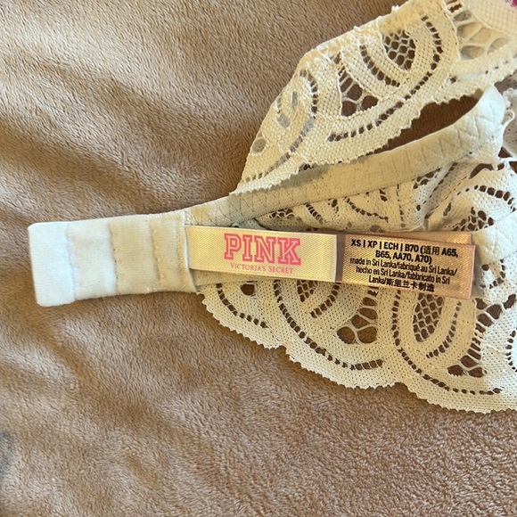 Victoria’s Secret Pink White Lace Halter Push-Up Bra Size XS - Picture 6 of 7